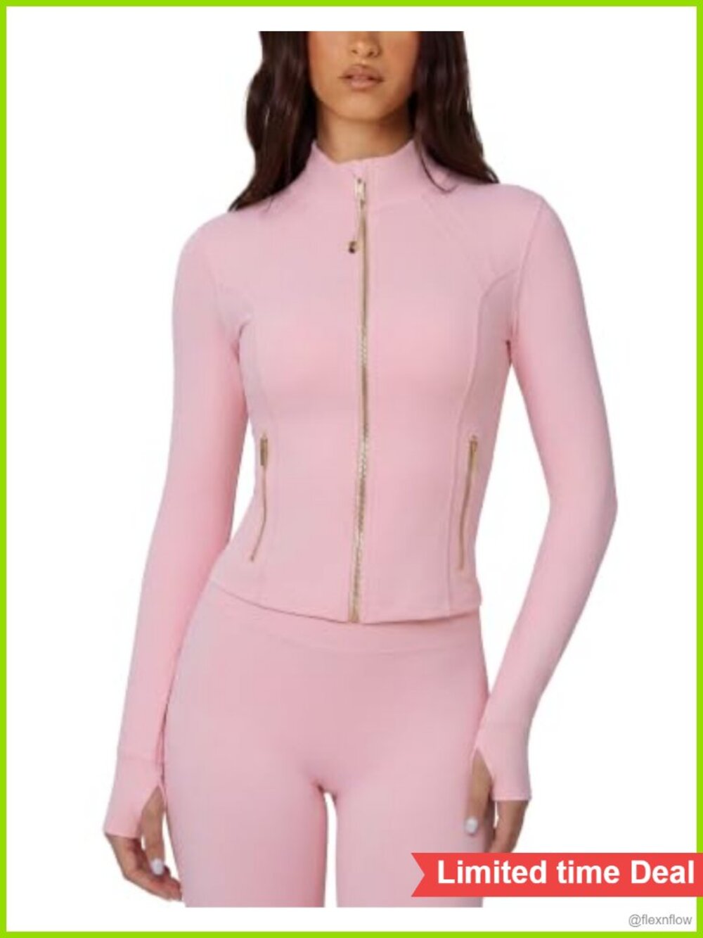 2 Piece Workout Set Gold Full Zip Jacket High Waisted Leggings